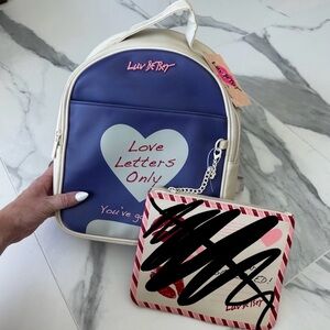 NWT Luv Betsey Johnson Purple Cream Pink Red Backpack Valentine Valentines Day
